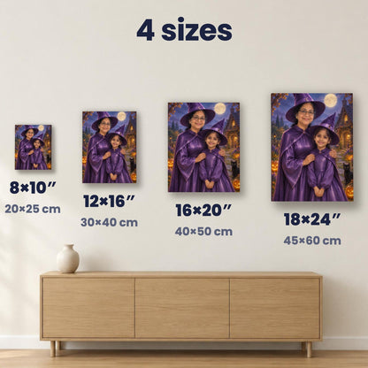 Grandma & Granddaughter Witches – Custom Halloween Portrait – custom canvas portrait, image 5