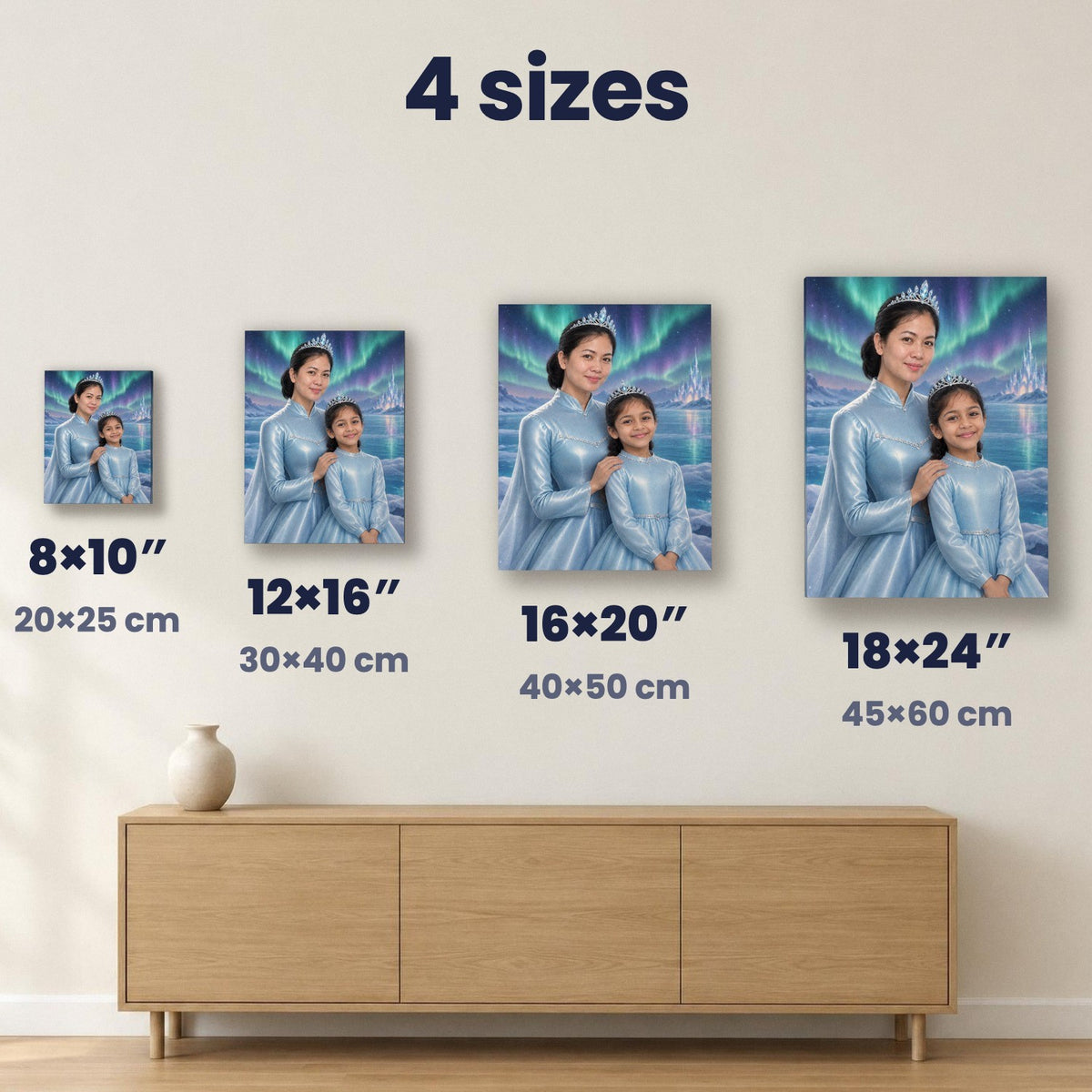 Snow Queen & Little Princess – Mother & Daughter Portrait – custom canvas portrait, image 5