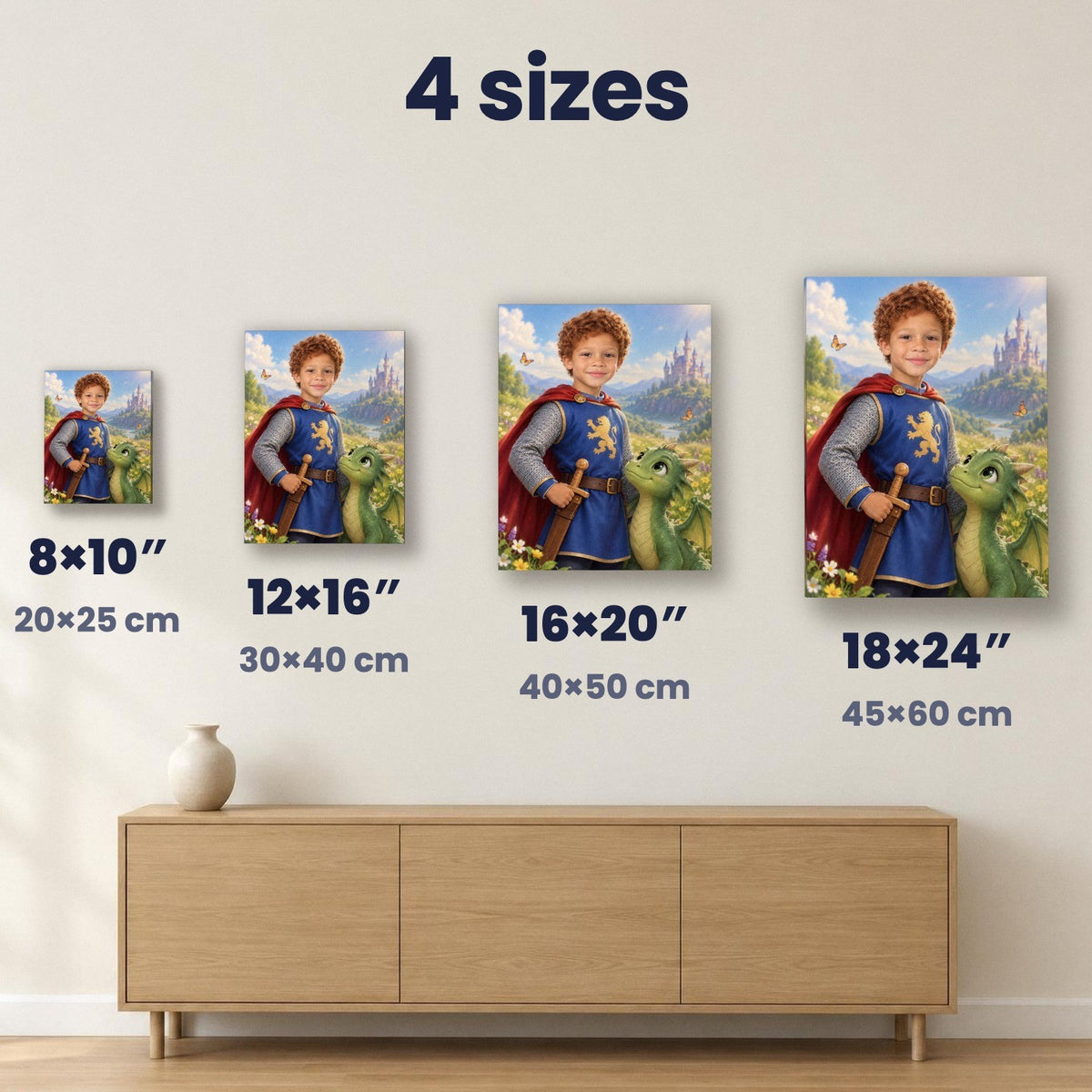 Little Knight & Friendly Dragon Custom Portrait – custom canvas portrait, image 5