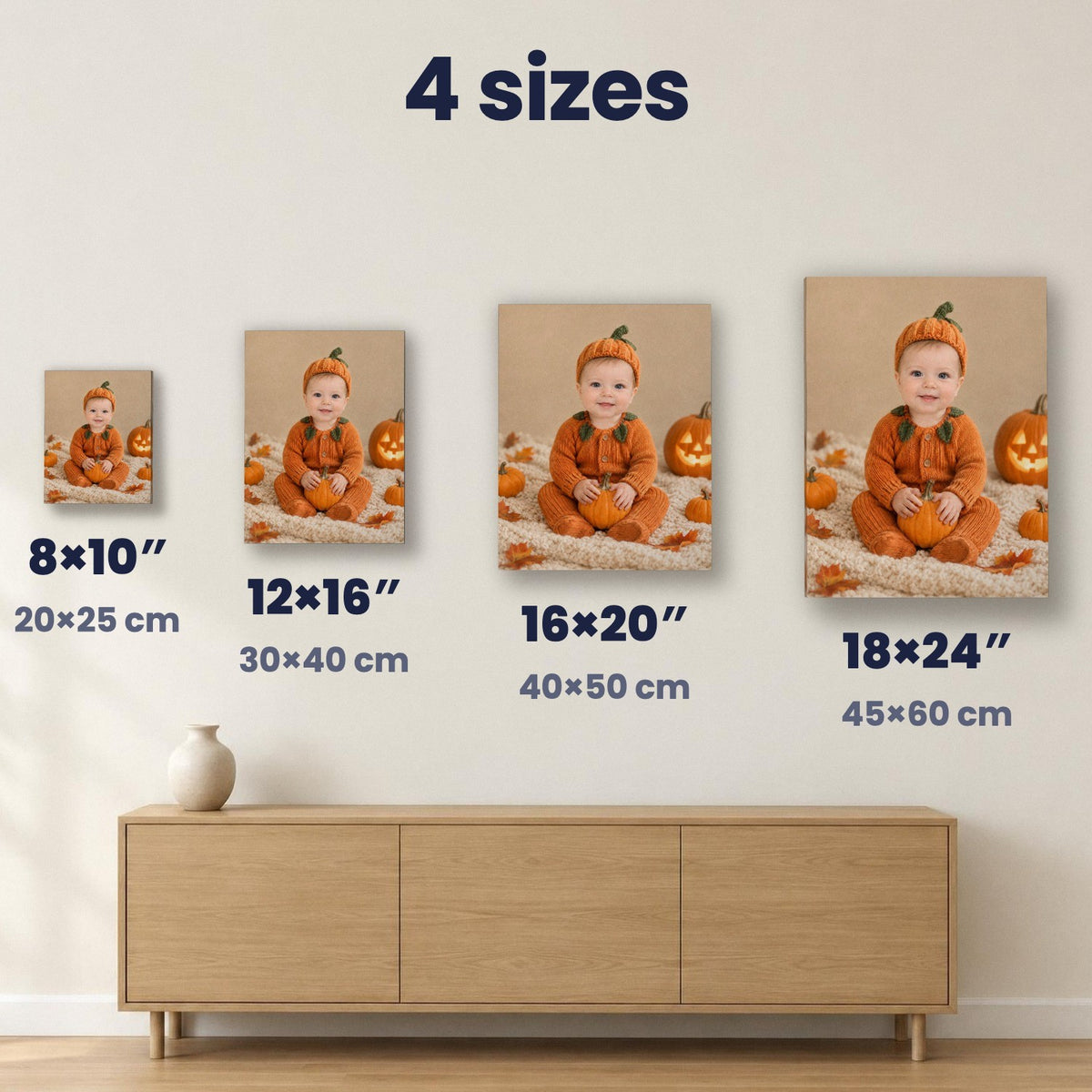 My First Halloween – Little Pumpkin Baby Portrait – custom canvas portrait, image 5